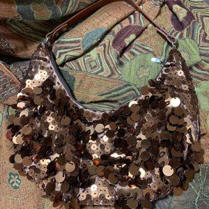 Retro Copper-tone Sequin Purse
